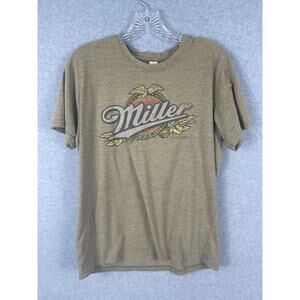 Miller Beer T Shirt Men's‎ Size S Brown Breweriana Bar Drinking